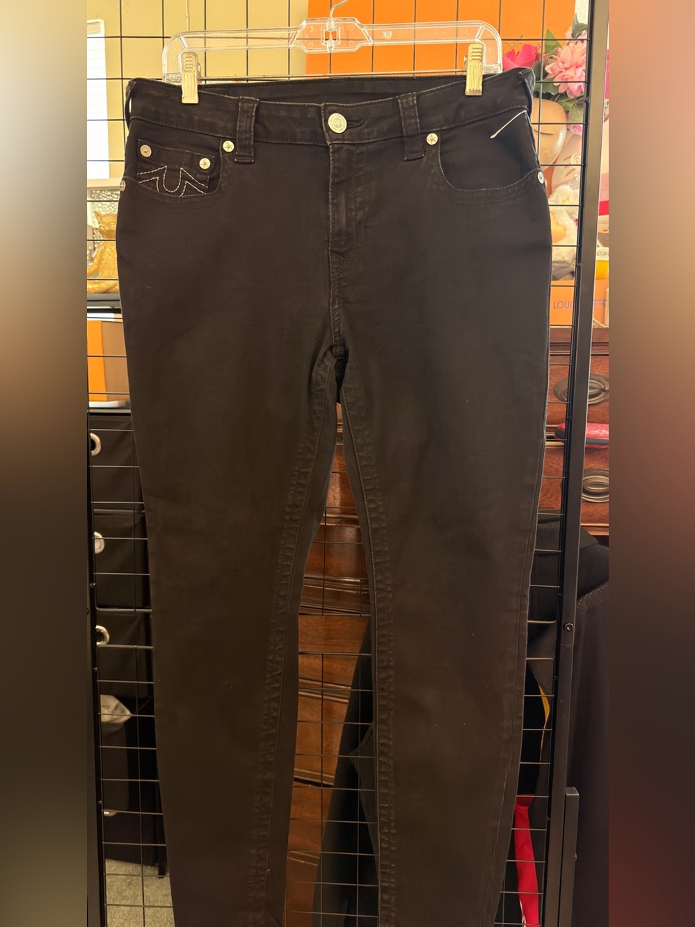 True Religion Midrise Black Super Skinny Jeans